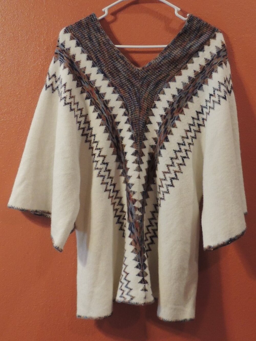 Cuddle Knit Shirt Woman X Large Cream Red Blue Warm Outdoor Bonfire Shirt